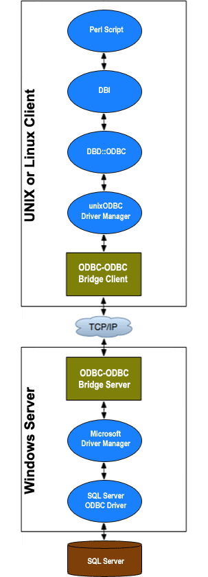 The components necessary to provide ODBC access to Microsoft SQL Server data from Perl on UNIX and Linux platforms.